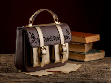 Floral cross bag (Brown X Gold)