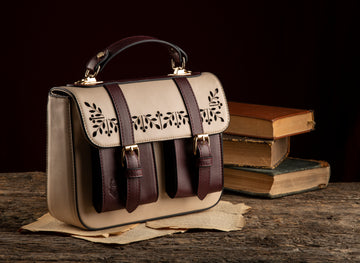 Floral cross bag (Beige X Burgundy)