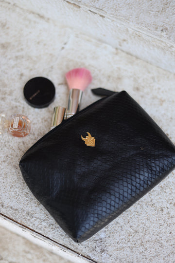The Black Leather Vanity Pouch