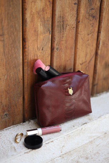 The Burgundy Leather Vanity Pouch
