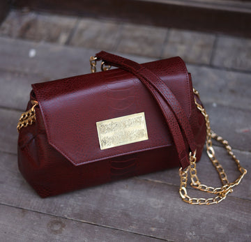Mini burgundy aura shoulder bag