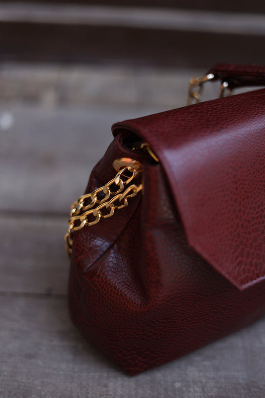 Mini burgundy aura shoulder bag