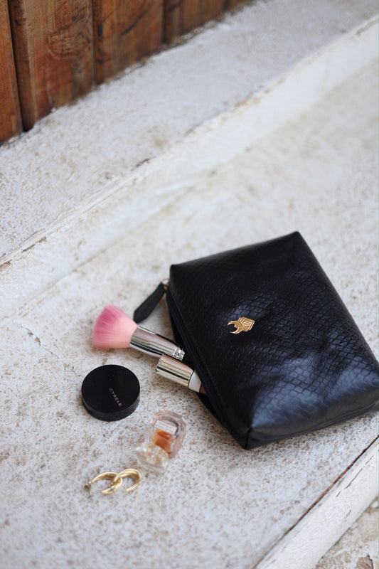 The Black Leather Vanity Pouch