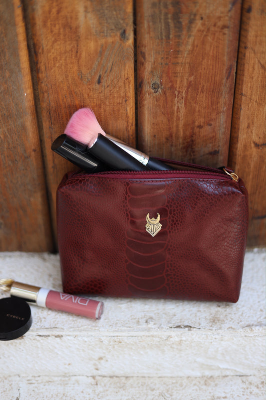 The Burgundy Leather Vanity Pouch