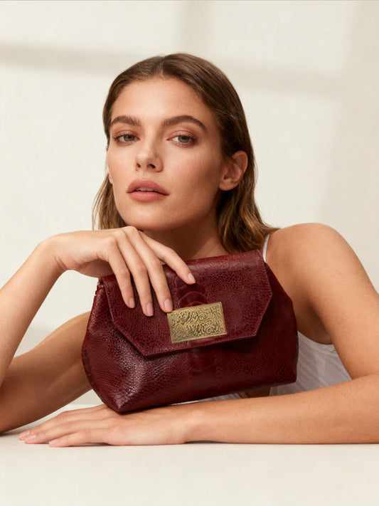 Mini red aura shoulder bag