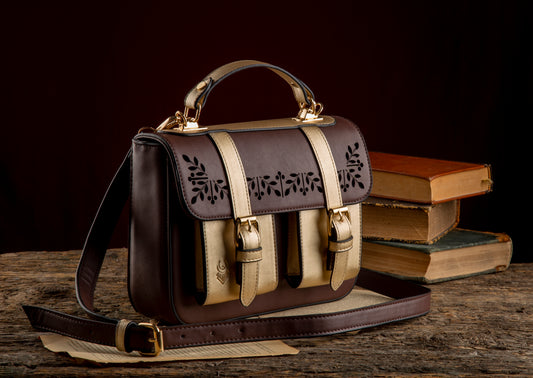 Floral cross bag (Brown X Gold)