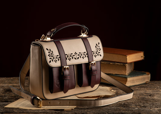 Floral cross bag (Beige X Burgundy)