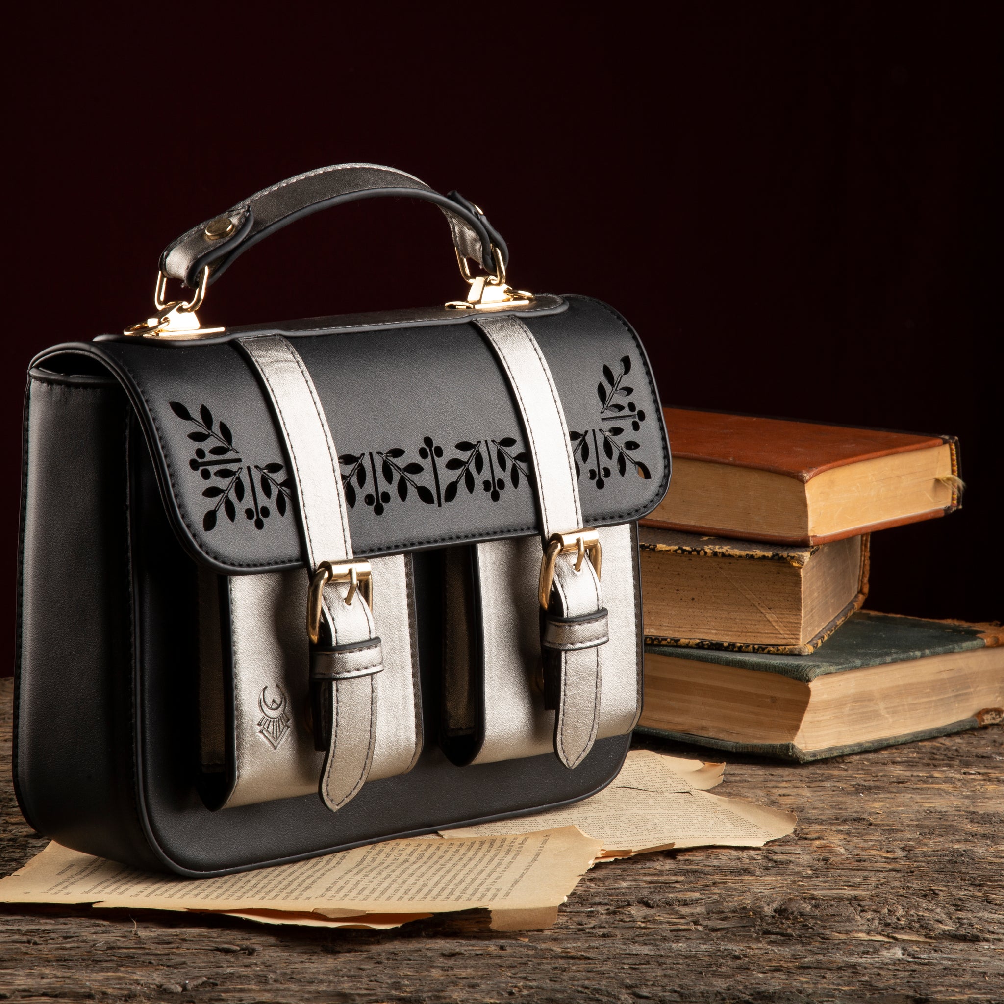 Floral cross bag (Black X Silver)