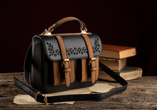 Floral cross bag (Black X Havane Suede)
