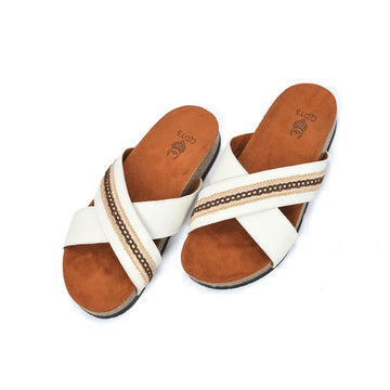 Ivory Fringed Cross Slides